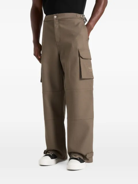 Manière De Voir Mathis in olive twill signature wide-leg cargo trousers Neutrals MAN3568