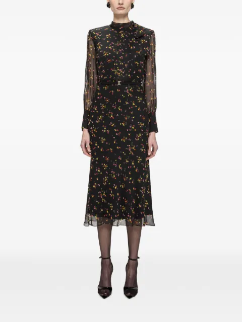 NISSA floral silk midi dress Black RC16869