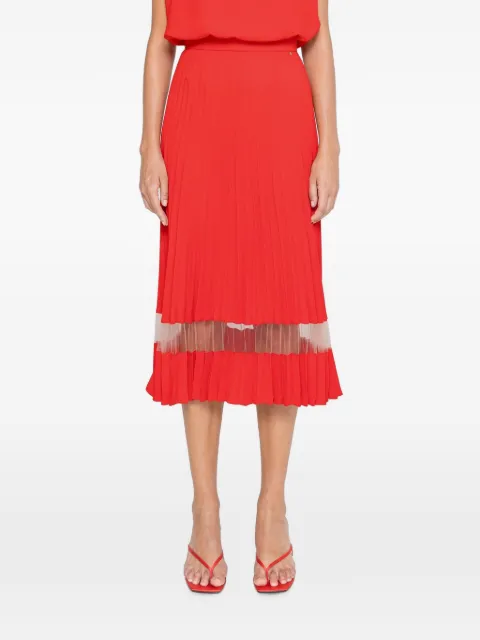 NISSA pleated midi skirt Red F1388