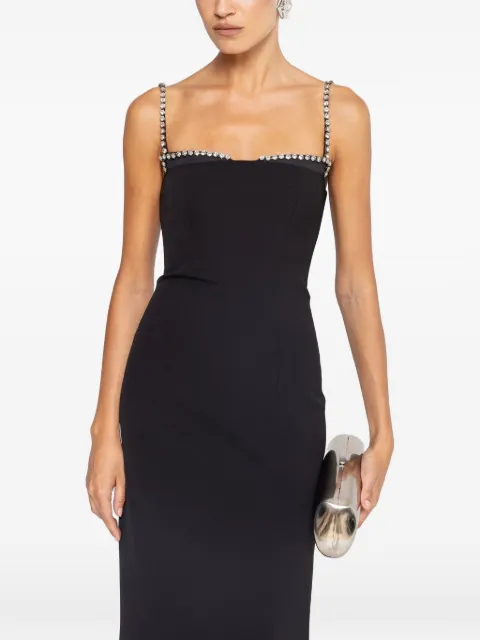 NISSA crystal-detail fitted midi dress Black RS16978