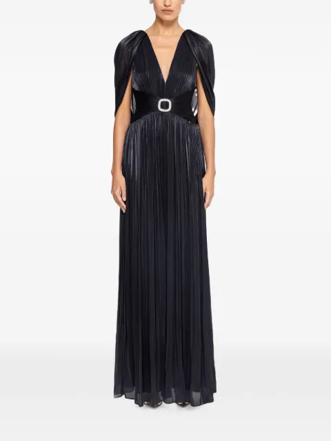 NISSA open-back chiffon maxi dress Black RS16547