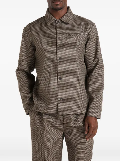Manière De Voir Leo houndstooth overshirt in brown Brown MAN33301