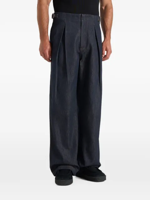 Manière De Voir Lio box-pleat wide-leg denim jeans in indigo Blue MAN34501