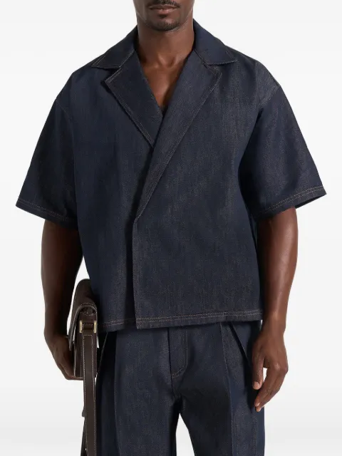 Manière De Voir Abel boxy double-breasted denim shirt in indigo Blue MAN30132