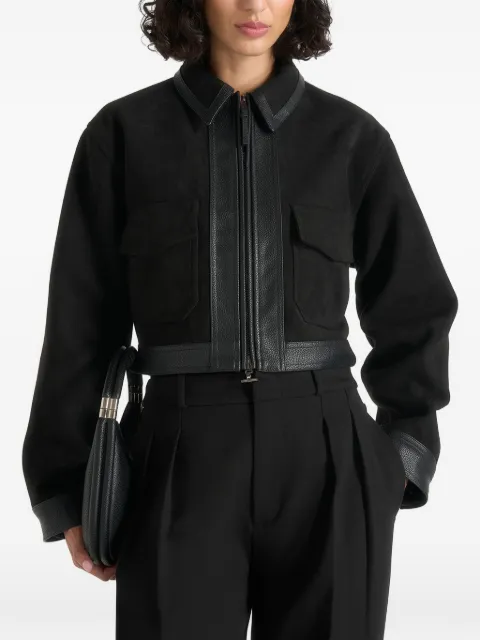 Manière De Voir Denise - suede & pebbled leather jacket Black WMN4110