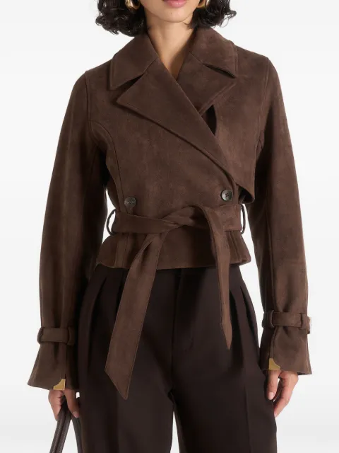 Manière De Voir Poppy cropped suede belted biker jacket in brown Brown WMN4479