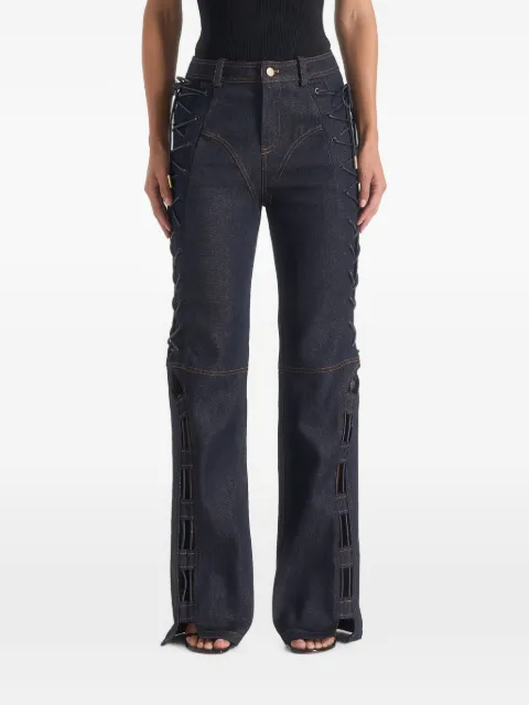 Manière De Voir Ambre in indigo denim lace-up flared jeans Blue WMN46372