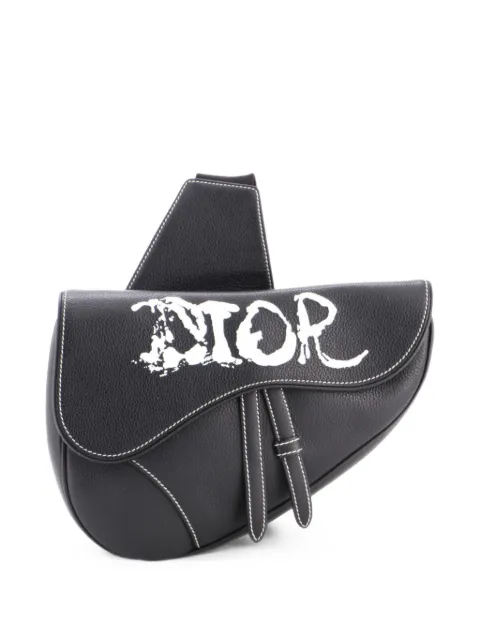 Christian Dior Pre-Owned Peter Doig Saddle Bag Printed Leather Medium crossbody bag Black Z3ZK65Y05NC2LUVC