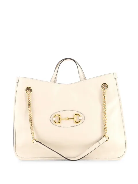 Gucci Pre-Owned Horsebit 1955 Chain Leather Large tote bag White VXYSYY134GV8YRDA