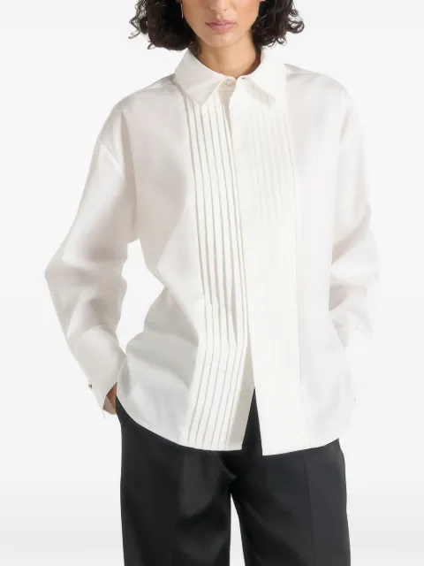 Manière De Voir Hope in white pleated tuxedo cotton shirt with cinch back White WMN4676