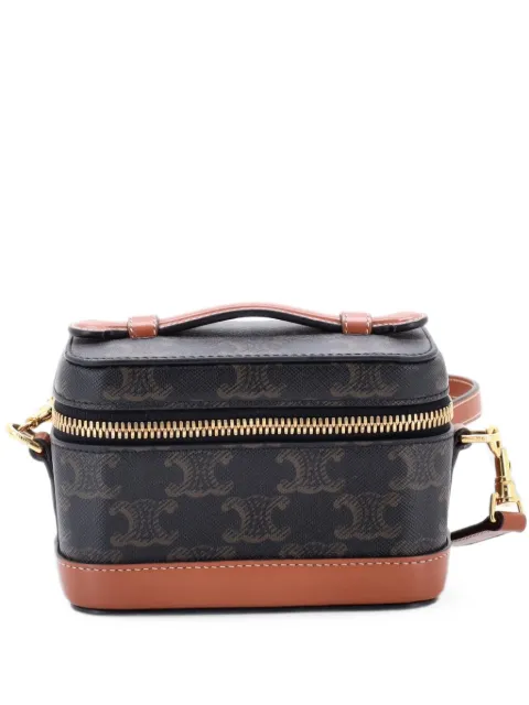Celine Pre-Owned Top Handle Convertible Vanity Case Triomphe Coated Canvas Mini satchel Brown V1VJU6E603CZJGQY