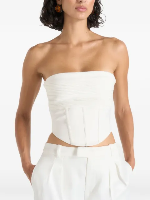 Manière De Voir Cora in off white satin pintuck bandeau corset top White WMN37561