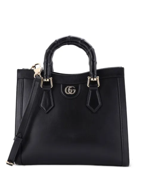 Gucci Pre-Owned Diana NM Bamboo Handle Leather Small tote bag Black O12XKCJP9P36WJ0U