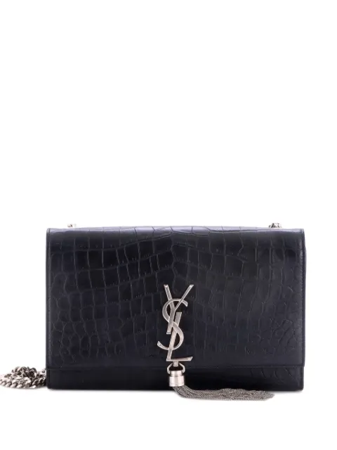 Saint Laurent Pre-Owned Classic Monogram Tassel Crocodile Embossed Leather Medium crossbody bag Black STB5254FWA9FW0GH