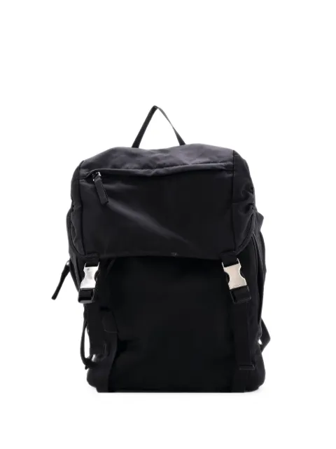 Prada Pre-Owned Double Buckle Tessuto Medium backpack Black R9QQML1S9T2XC5W3