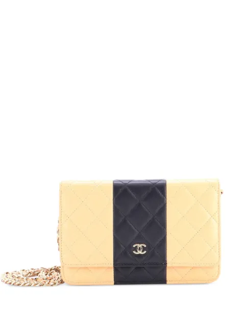 CHANEL Pre-Owned Bicolor Two Tone Wallet on Chain Quilted Lambskin crossbody bag Neutrals LECSXER3O791KE5I