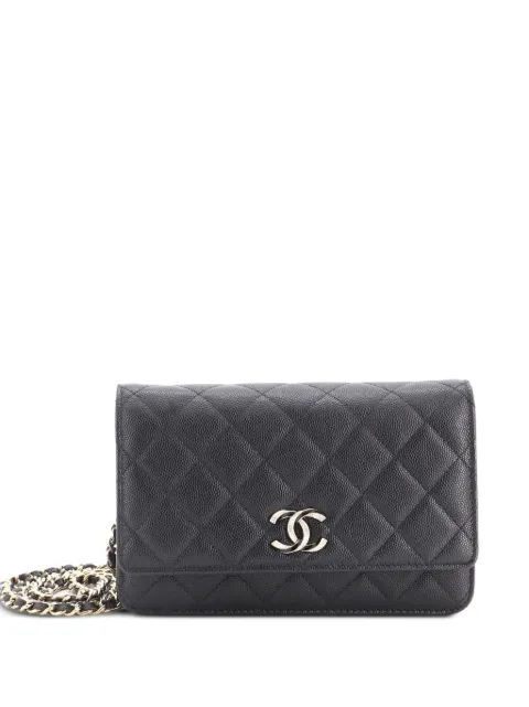 CHANEL Pre-Owned Crystal CC Wallet on Chain Quilted Caviar clutch bag Black KJDU0F5KVHXKXM3M