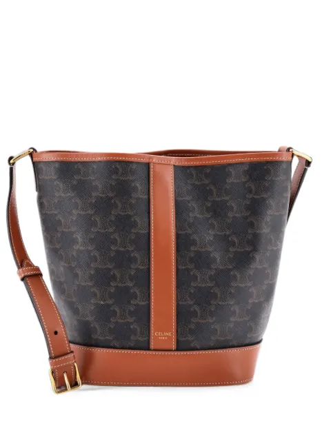 Celine Pre-Owned Triomphe Coated Canvas Small bucket bag Brown 505D8KVXZ1ZSOFEG
