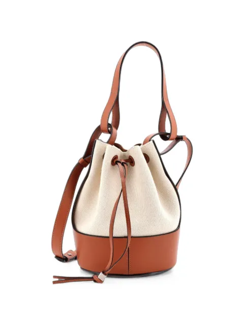 Loewe Pre-Owned Balloon Canvas and Leather Medium bucket bag Brown R6M9J7AL5QUV3MMU