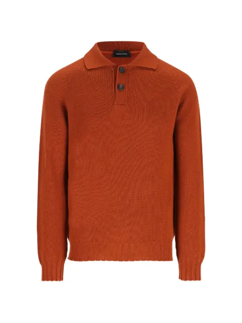 Tagliatore button-placket spread-collar sweater Orange VOLTAIREAIPWI2605GINGER227