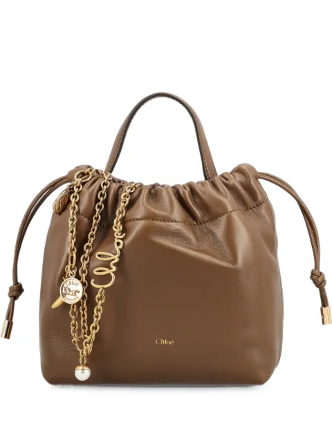 Chloé mini Icons shoulder bag with chain in soft leather Brown CH26SP126R12