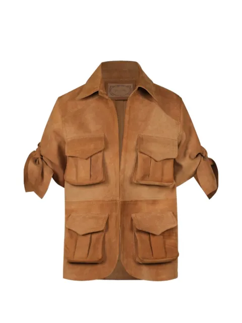 Johanna Ortiz Explorer bow-detail suede shirt Brown PT03822