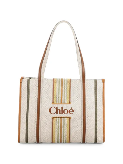 Chloé small Woody Loop tote bag in canvas Neutrals CH26WS935T77