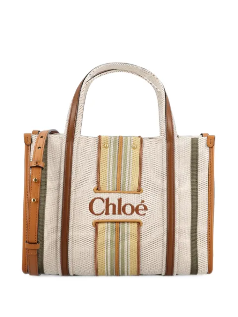 Chloé small Woody Loop tote bag in canvas Neutrals CH26WS936T77