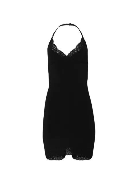 VETEMENTS lace-trim halterneck playsuit Black WH27DR127B