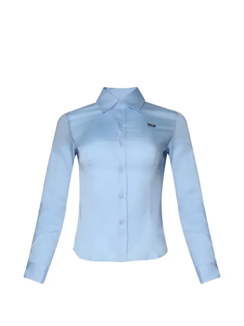 VETEMENTS fitted logo-patch shirt Blue WH27SH040LB