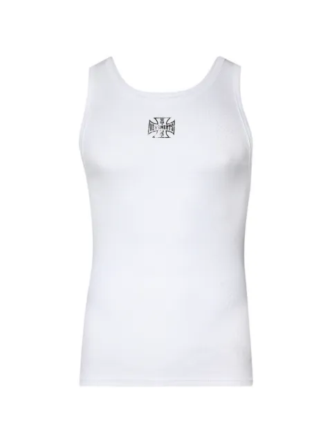 VETEMENTS Biker Cross logo-print tank top White MH27TT247W