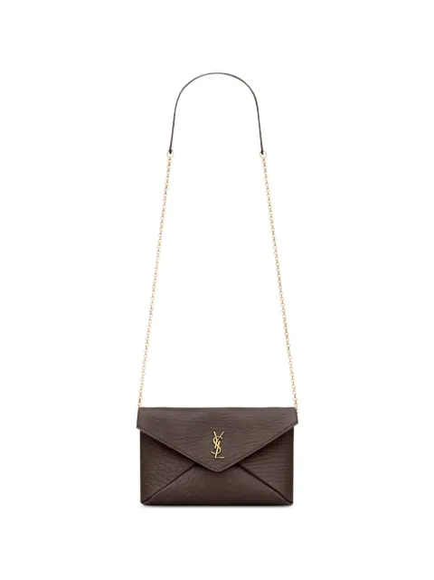 Saint Laurent small Cassandre-plaque shoulder bag Brown 855569AACYT