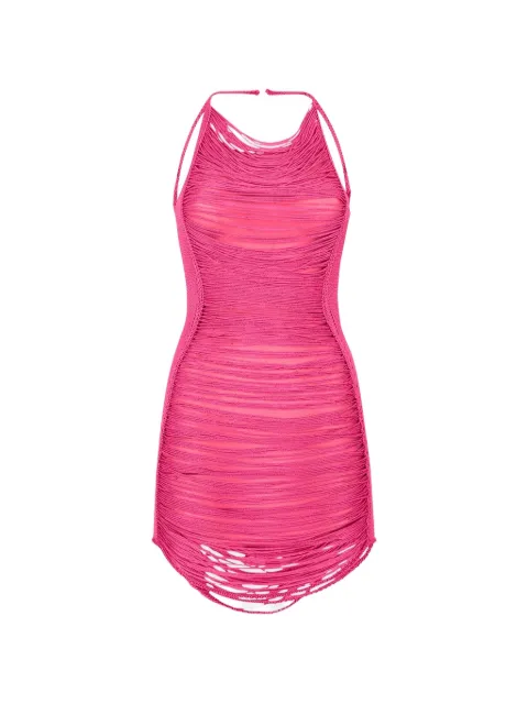 The Attico fringe-detail halterneck mini dress Pink 261WCA00526