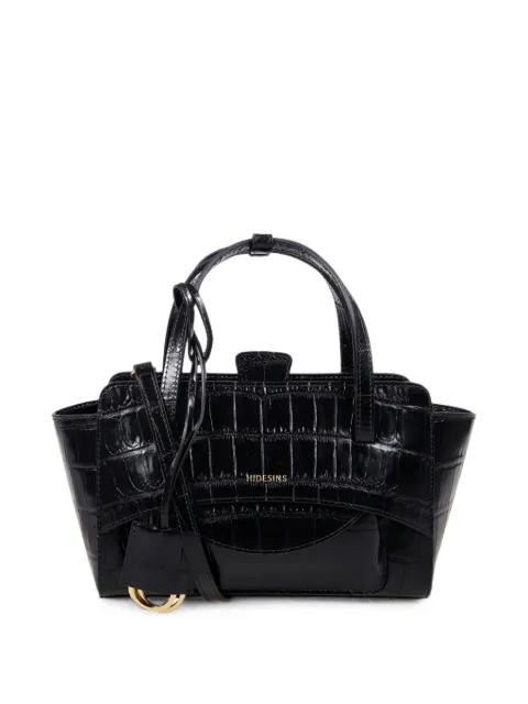 HIDESINS S Flap croc-effect leather tote bag Black FL13CCBLK