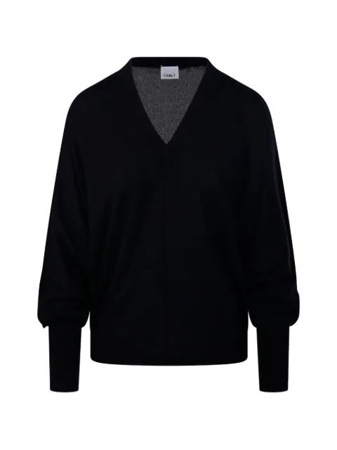 Nude V-neck long-cuff sweater Black 1101W26014