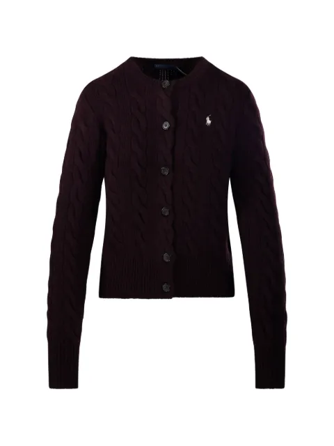 Polo Ralph Lauren cable-knit embroidered-logo cardigan Purple 211972104506