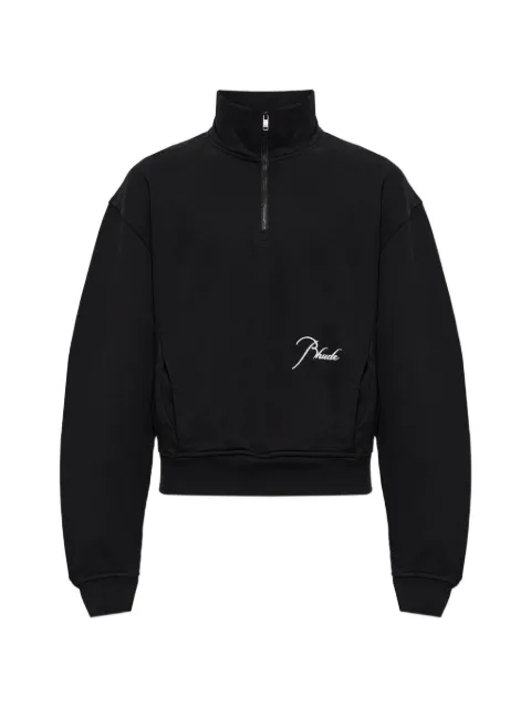 RHUDE Classique logo-embroidered quarter-zip sweater Black RHPF26ST05012