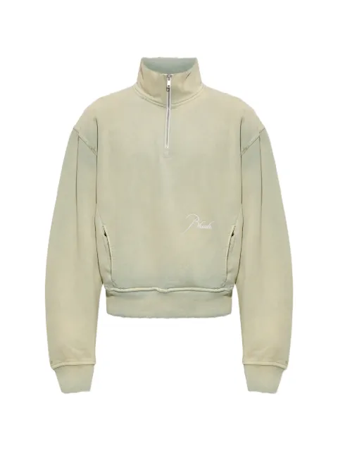 RHUDE Classique embroidered-logo quarter-zip sweatshirt Green RHPF26ST05012