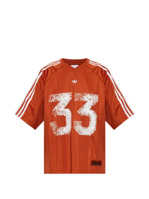 adidas logo-print mesh-panel T-shirt Orange LE8314