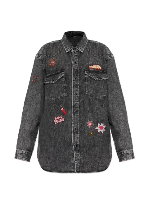 MOTHER The Exes and Ohs embroidered denim shirt Grey 213062087
