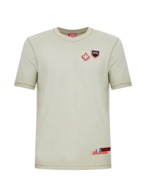 Diesel T-shirt with patches and microwaffle sides Grey TBOWIEA227020PLDK