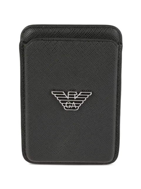 Emporio Armani logo-plaque textured cardholder Black EM003599AF1