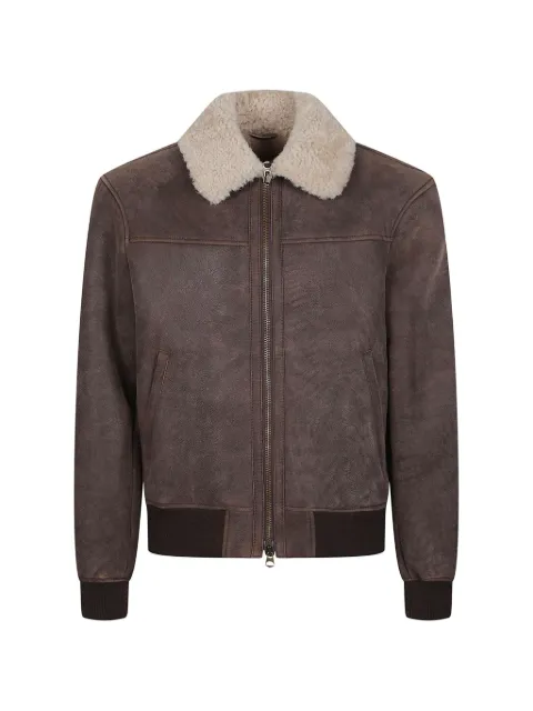 Stewart shearling-collar calf leather jacket Brown G1EU007SSS0A1ZF70Z01