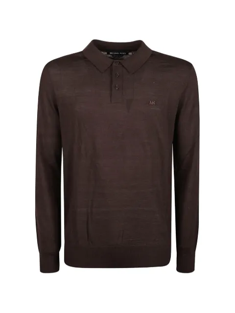 Michael Kors logo-embroidered merino polo shirt Brown CF260727AP