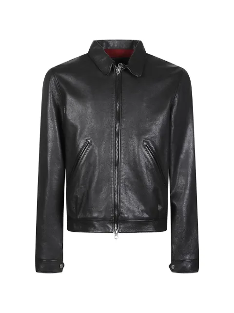 Stewart zip-up calf leather jacket Black G1QU063SCGCWNZF00029