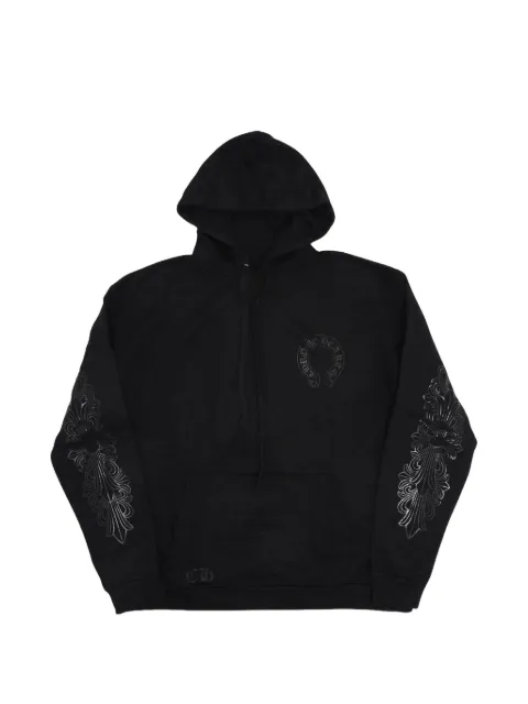 Chrome Hearts Horseshoe floral-print hoodie Black CHRM1628