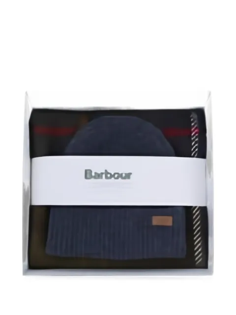 Barbour tartan-print beanie and scarf set Green LGS0094