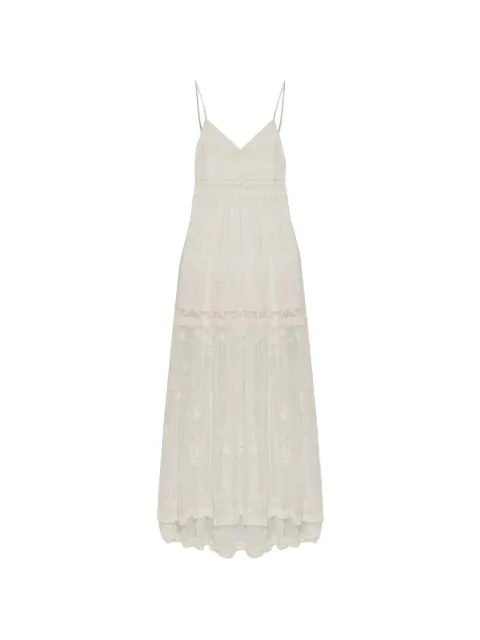 LoveShackFancy lace-trim embroidered maxi dress Neutrals D31133353
