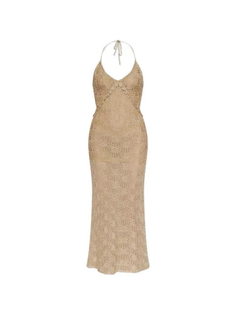 LoveShackFancy Vreya crochet-knit midi dress Gold K19523550