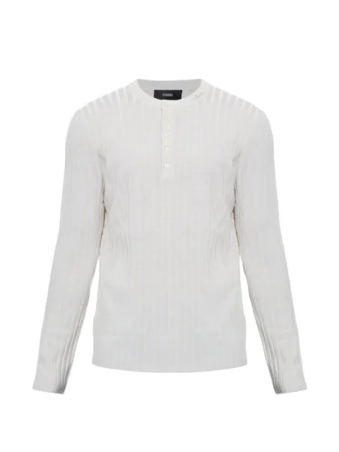 AMIRI Henley ribbed-knit embroidered-logo sweater Neutrals AM426KN036